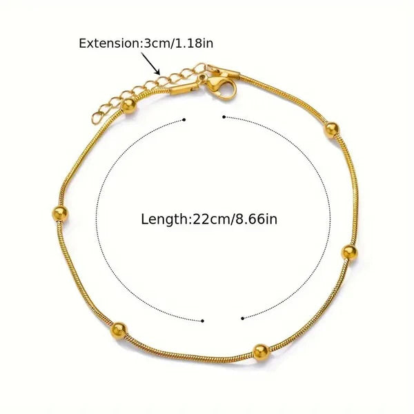 Stainless Steel Bead Decor Anklet