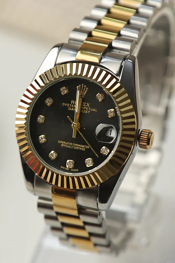 Rol-ex Two Tone Day-Date - Black Dial