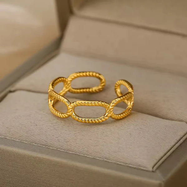 Minimalist Gold Plated Rope Ring (Adjustable)