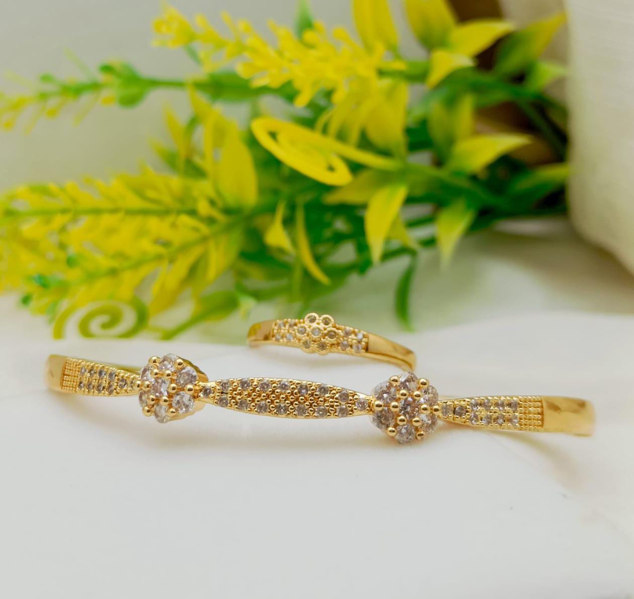 Eleganza Gold-Tone Cubic Zirconia Bracelet & Ring Set