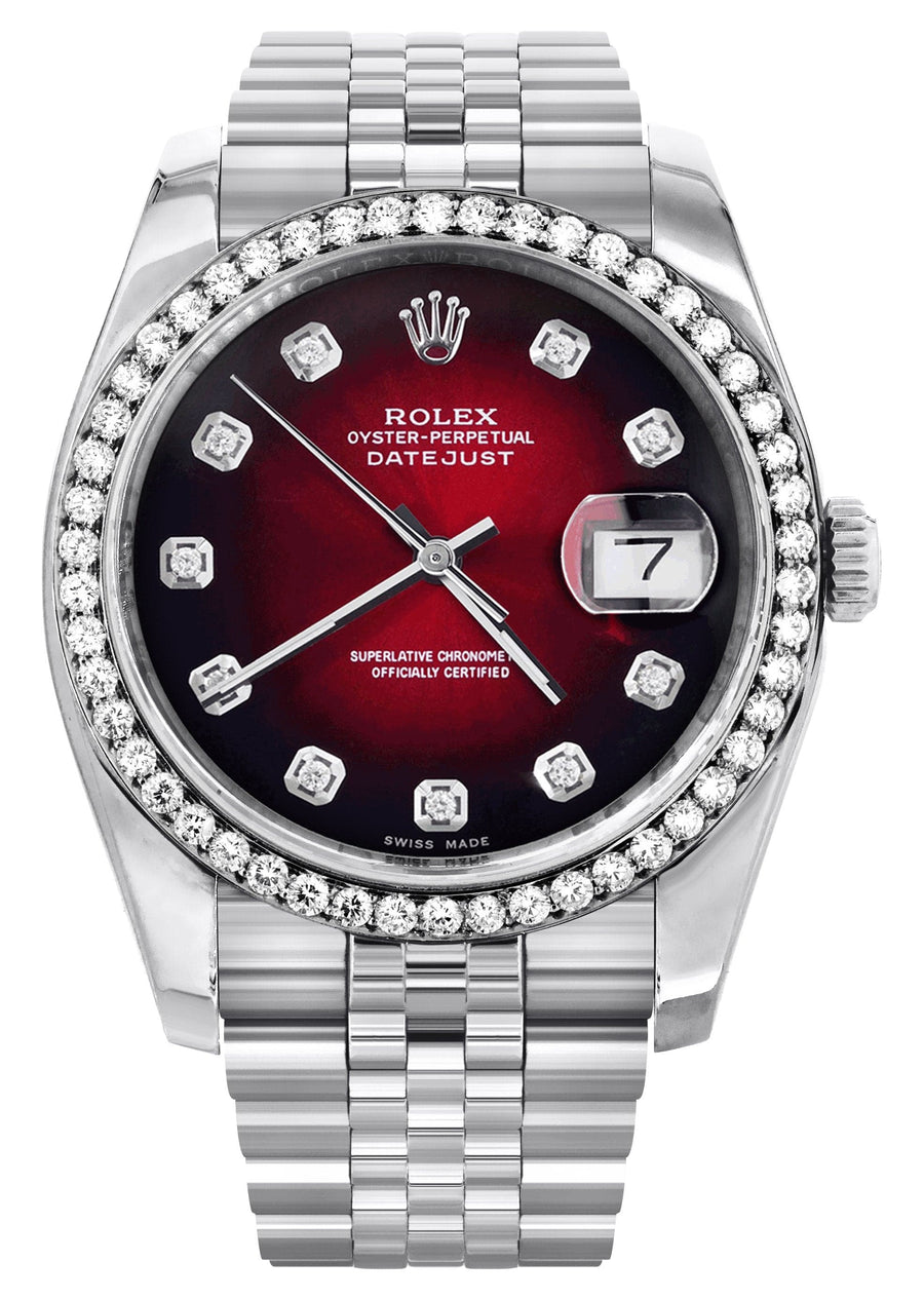 Rolex datejust luxury watch with red and black dial