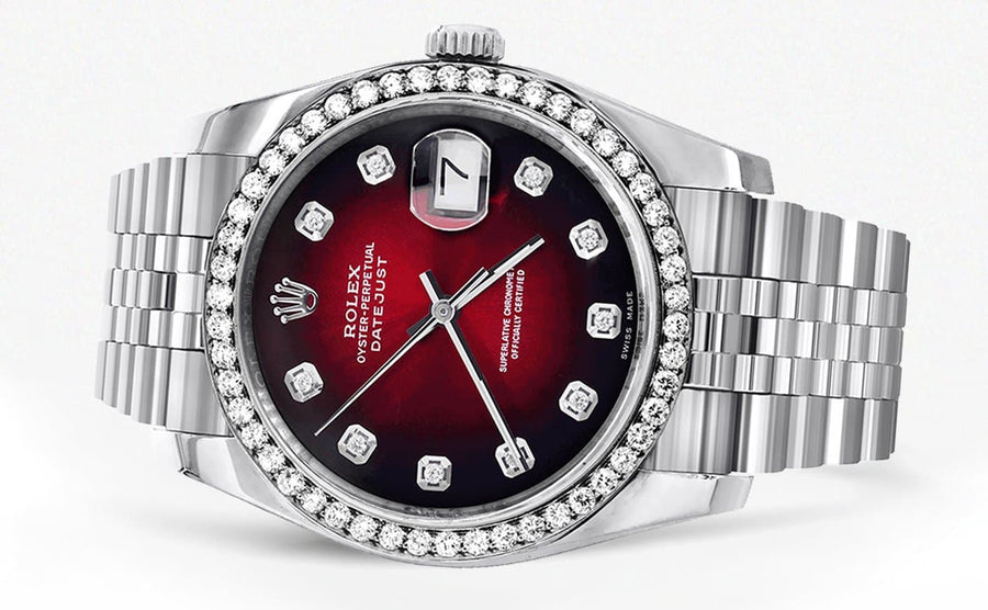 Rolex datejust luxury watch with red and black dial